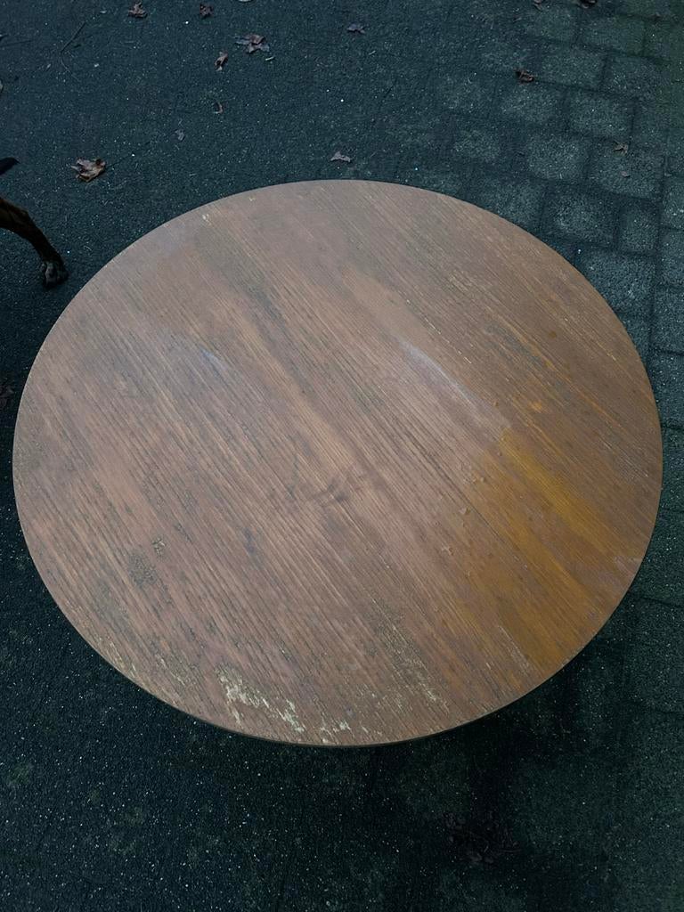 Fineerhout salontafel, diameter blad 85cm, Huis en Inrichting, Tafels | Salontafels, Ophalen, Rond, 50 tot 100 cm, Minder dan 50 cm