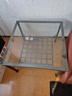 Glazen metalen salontafel vierkant.Anthraciet, Ophalen, Gebruikt, 50 tot 100 cm, Vierkant