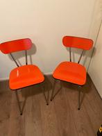 2 oranje retro keukenstoelen, Huis en Inrichting, Ophalen, Gebruikt, Twee, Overige kleuren