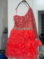 Prachtige roze jurk met veren, Kleding | Dames, Jurken, Maat 38/40 (M), Ophalen of Verzenden, Zo goed als nieuw, Roze