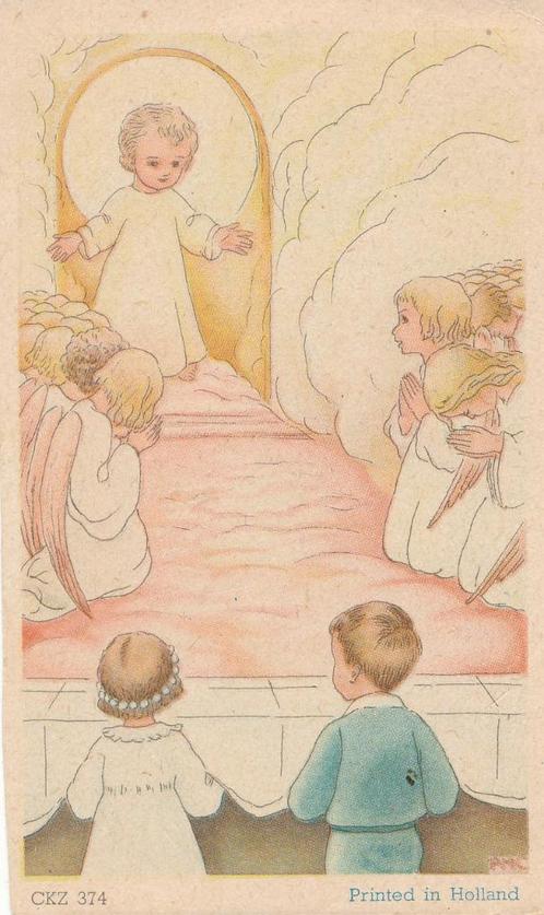 5 Kinder devotieprentjes van uitg. CKZ, Verzamelen, Religie, Zo goed als nieuw, Christendom | Katholiek, Kaart of Prent, Verzenden