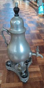 Te koop: antieke kraantjeskan met onderzetter, Antiek en Kunst, Antiek | Tin, Ophalen of Verzenden