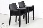 Cassina CAB Eetkamerstoelen Bellini Vintage Design Jaren, Metaal, Vier, Gebruikt, Zwart