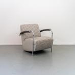 1x Leolux Scylla Fauteuil Laag Beige / Grijs - Rondjesmotief, Niet ingevuld, Leer, Niet ingevuld, 75 tot 100 cm