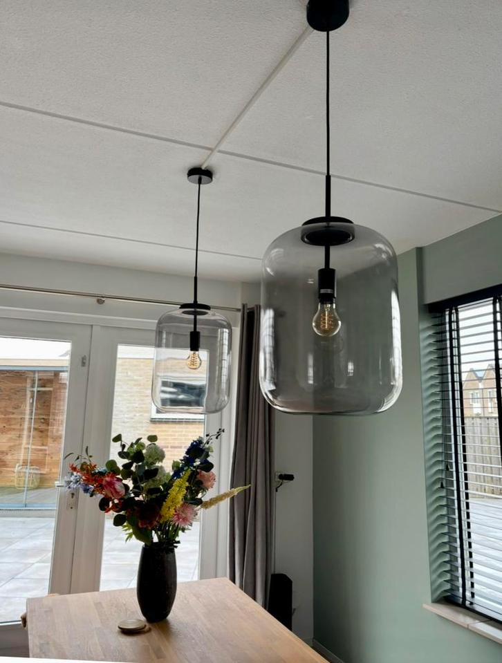 Hanglamp rookglas Juno XXL, Huis en Inrichting, Lampen | Hanglampen, Zo goed als nieuw, Minder dan 50 cm, Glas, Ophalen