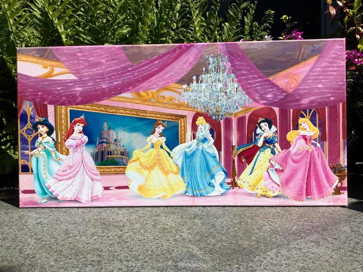 Disney - prinsessen in sprookjespaleis op canvas doek, Huis en Inrichting, Woonaccessoires | Wanddecoraties, Zo goed als nieuw