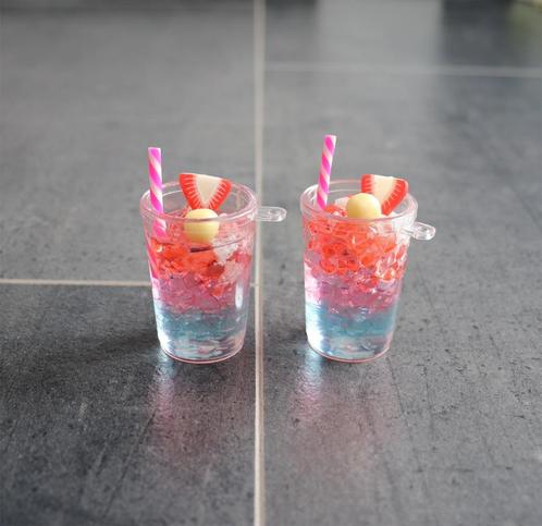 Glaasjes sap + fruit in miniatuur nieuw schaal 1:4, Verzamelen, Poppenhuizen en Toebehoren, Nieuw, Decoratie, Ophalen of Verzenden