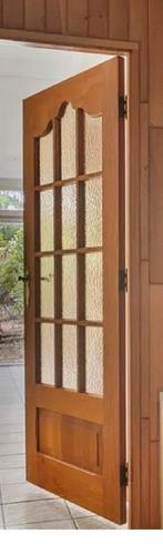 Houten binnendeur met glas, Ophalen, Gebruikt, Binnendeur, 200 tot 215 cm