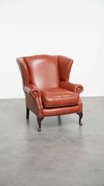 Comfortabele Engelse chesterfield oorfauteuil van rundleer, Huis en Inrichting, Fauteuils, Ophalen, Zo goed als nieuw, /, Klassiek, Chesterfield