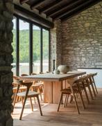 Ethnicraft Double eiken grijze moderne tafel met bank, Huis en Inrichting, Tafels | Eettafels, Ophalen, Gebruikt, Eikenhout, 200 cm of meer