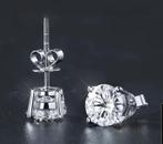 Silveren oorbellen met Moissanite 0,3ct diamanten, Ophalen of Verzenden, Nieuw, Zilver, Zilver