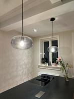 Hanglamp 2x gerookt glas ovaal rond zwart, Minder dan 50 cm, Glas, Zo goed als nieuw, Ophalen