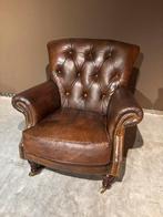 Chesterfield Fauteuil Schapenleer, Gebruikt, Landelijk Chique, 75 tot 100 cm, Chesterfield