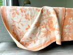 Toffe vintage wollen deken oranje wit, Huis en Inrichting, Woonaccessoires | Plaids en Woondekens, Ophalen of Verzenden, Gebruikt