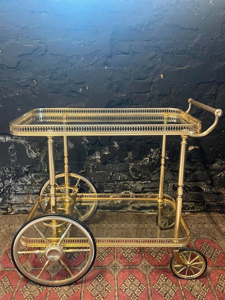 Vintage messing serveerwagen trolley barcart perfecte staat!, Huis en Inrichting, Woonaccessoires | Overige, Gebruikt, Ophalen