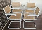 4 Wit houten Cesca stoelen met armleuningen Retro, Huis en Inrichting, Stoelen, Ophalen, Gebruikt, Wit, Vier