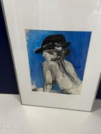 litho vrouw met hoed, Antiek en Kunst, Ophalen of Verzenden