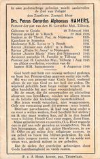 Hamers Petrus 1901 Goirle 1946 Tilburg priester, Ophalen of Verzenden, Bidprentje