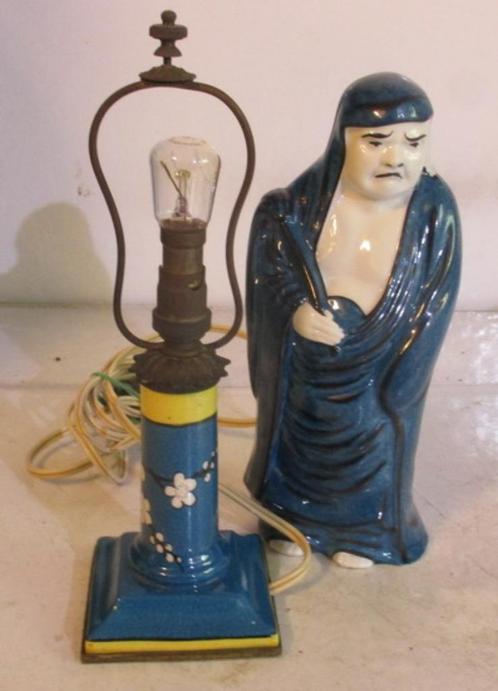 art deco porseleinen figuur wijze oude man + staanlamp, Antiek en Kunst, Antiek | Porselein, Verzenden