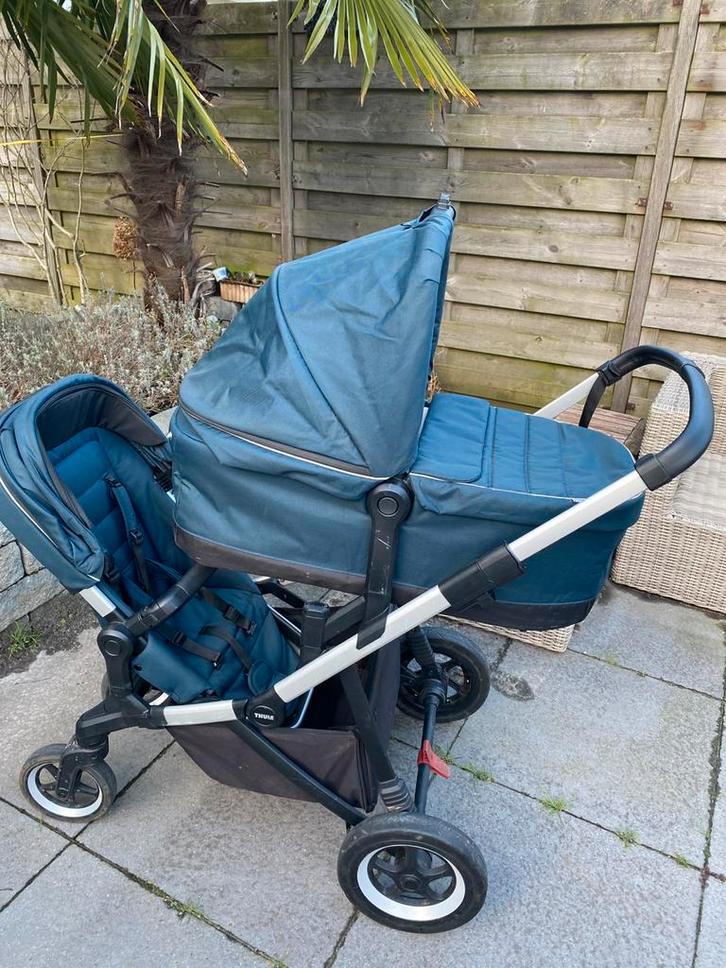Thule Sleek duo wagen, Kinderen en Baby's, Buggy's, Gebruikt, Overige merken, Duomodel, Regenhoes, Verstelbare rugleuning, Voetenzak