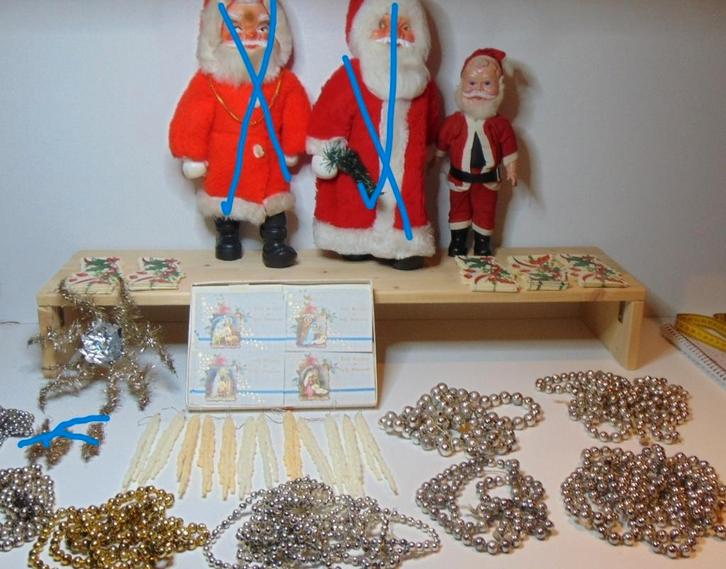 Antieken Kerst items Glazen slingers pegel Kerstman enz, Diversen, Kerst, Gebruikt, Ophalen of Verzenden