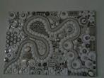 Schilderij / Wandversiering  Zilver / Wit 75 x 53 cm Nr ZWS, Ophalen
