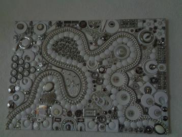 Schilderij / Wandversiering  Zilver / Wit 75 x 53 cm Nr ZWS  beschikbaar voor biedingen