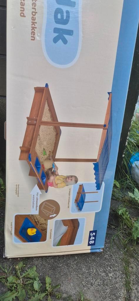 zandbak met dak en waterbakken, Kinderen en Baby's, Speelgoed | Buiten | Zandbakken, Nieuw, Ophalen