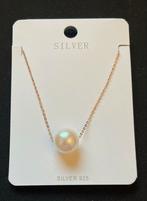 Sterlingzilver Parelketting, Sieraden, Tassen en Uiterlijk, Kettingen, Wit, Nieuw, Ophalen of Verzenden, Met edelsteen