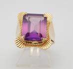 Prachtige 18 karaat Gouden Ring met Amethist edelsteen M16, Jw, Ophalen of Verzenden, Met edelsteen, Dame