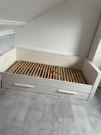 Wit houten bedframe/ bedbank met lade, Ophalen, Gebruikt