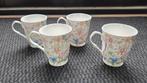 Vintage Bloemen Kopjes - Set van 4, Gebruikt, Ophalen of Verzenden, Overige stijlen, Kop(pen) en/of Schotel(s)