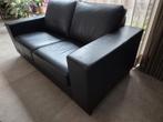 Goossens Congo Zwart Lederen Bank - 2 en 3 Zits, Huis en Inrichting, Ophalen, Gebruikt, Rechte bank, Modern