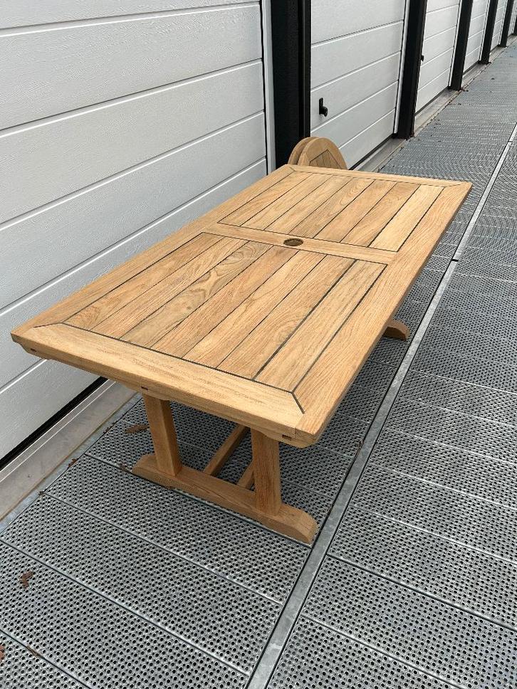 Teakhouten tuintafel - Gloster - 168/258 x 88 cm, Tuin en Terras, Tuintafels, Zo goed als nieuw, Rechthoekig, Teakhout, Ophalen