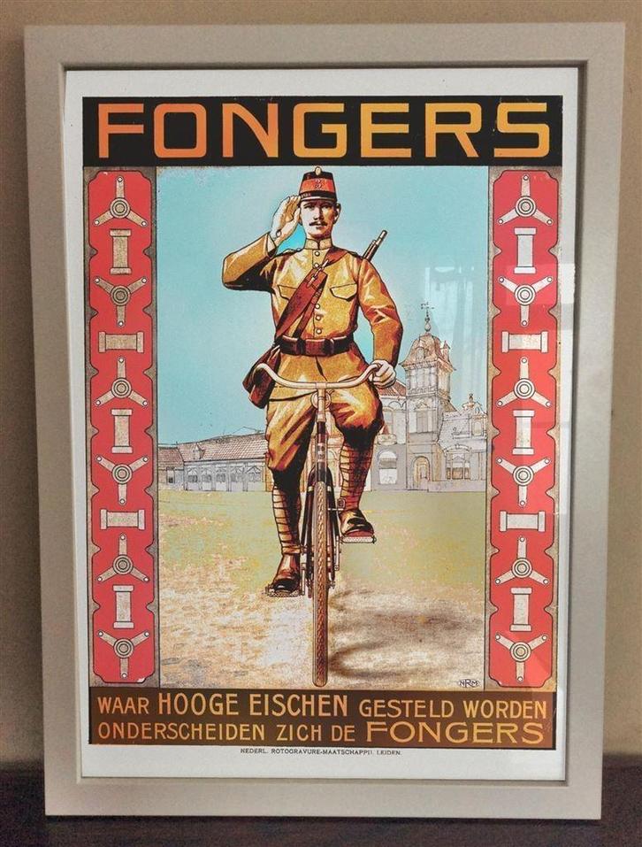 FONGERS FIETSEN RECLAME Affiche Poster in frame, Verzamelen, Posters, Nieuw, Film en Tv, Rechthoekig Staand, Verzenden