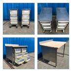 2x Mobiele grondstoffen wagens + 3  kunststof lade elementen, Huis en Inrichting, Ophalen, 25 tot 50 cm, Minder dan 50 cm, Minder dan 100 cm