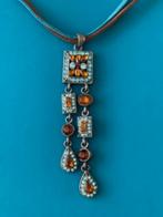Hippie ketting turquoise en bruin strass steentjes, Overige materialen, Blauw, Ophalen of Verzenden, Zo goed als nieuw