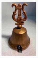 Brocante koperen bel, muziek, Tafelbel, 9,5 cm hoog, Antiek en Kunst, Ophalen of Verzenden