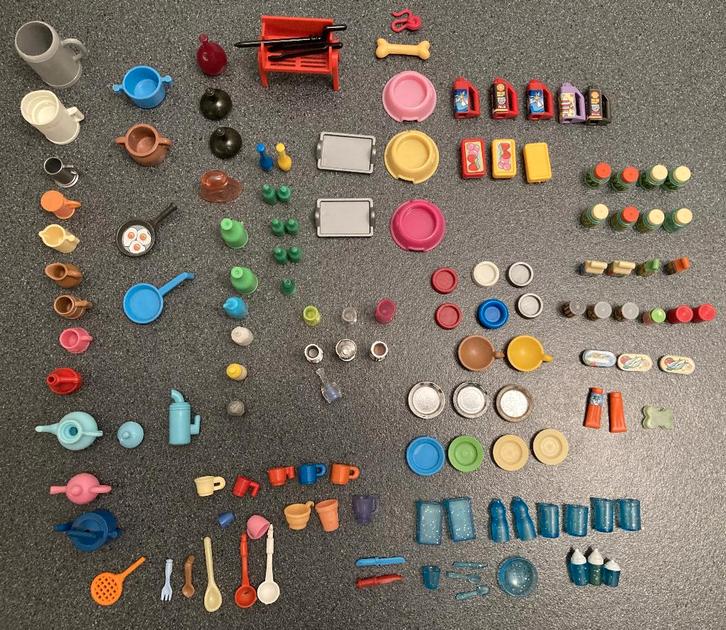 Playmobil keukenspullen servies boodschappen bbq bestek glas, Kinderen en Baby's, Speelgoed | Playmobil, Zo goed als nieuw, Los playmobil