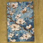 Canvas schilderij bloemen | 40x60 cm | Bloesem | Blauw - Wit, Minder dan 50 cm, Nieuw, Ophalen of Verzenden, Print