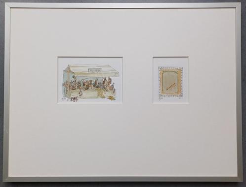 Peter Vos - 2 gesigneerde ingelijste tekeningen, Antiek en Kunst, Kunst | Tekeningen en Foto's, Ophalen
