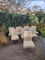 Prachtige set 8 leren eetkamerstoelen Bert Plantagie zand, Huis en Inrichting, Stoelen, Ophalen, Zo goed als nieuw, Overige kleuren