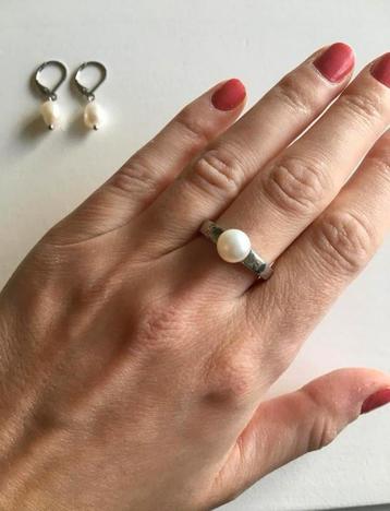 Zilveren ring met parel 925 zilver anna + nina beschikbaar voor biedingen