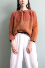 Vintage oranje handgebreide mohair trui 36 S, Verzenden, Oranje, Zo goed als nieuw, Vintage