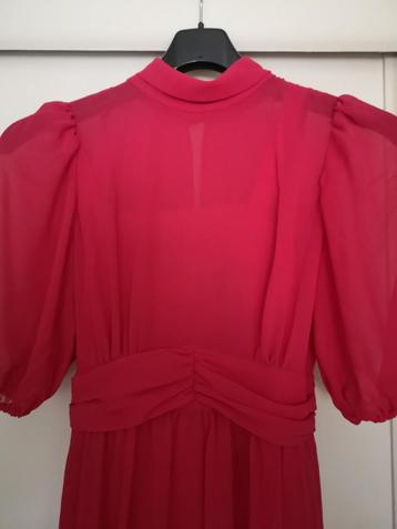 Vintage lange avondjapon, koraalrood, maat 40 beschikbaar voor biedingen