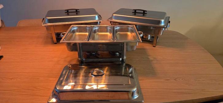 Te huur: Chafing Dishes / Warmhoud Bakken, Huis en Inrichting, Keuken | Keukenbenodigdheden, Zo goed als nieuw, Ophalen