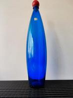 Zwiesel Glas Germany vintage blauw glazen vaas/ fles, 41 cm, Antiek en Kunst, Ophalen of Verzenden