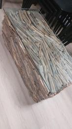 Leuke en originele tafel van hout en glas, Huis en Inrichting, Tafels | Salontafels, Ophalen, Minder dan 50 cm, 50 tot 100 cm
