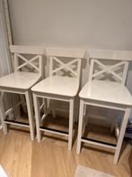3x Ikea Ingolf Barstoelen - 63cm zithoogte, Huis en Inrichting, Barkrukken, Ophalen, Gebruikt, Met voetsteun, 60 tot 90 cm