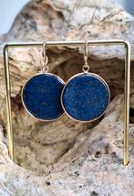 Vergulde lapis lazuli oorhangers, Sieraden, Tassen en Uiterlijk, Oorbellen, Hangers, Blauw, Nieuw, Ophalen of Verzenden